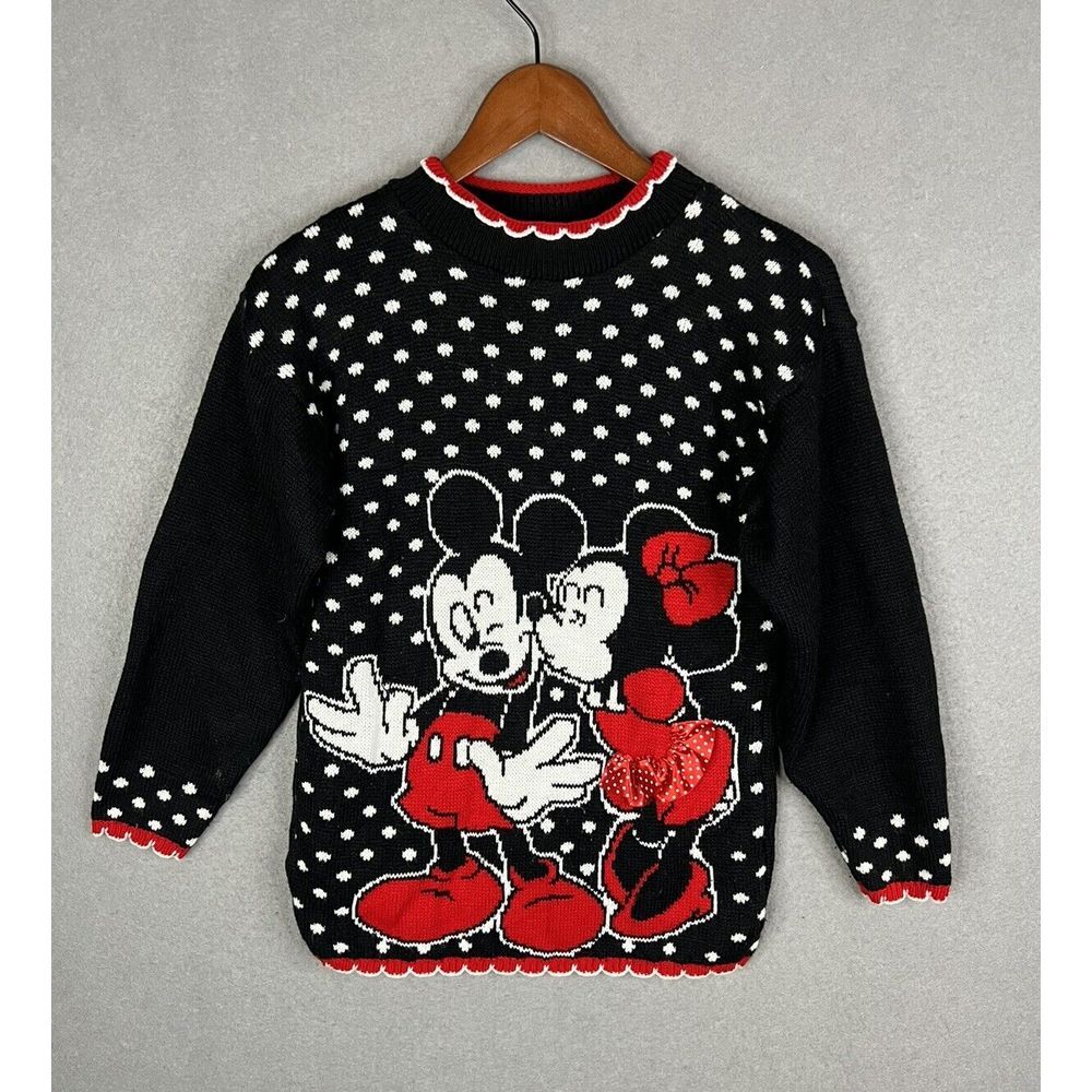 Disney Black and Red Mickey and Minnie Kids Sweater